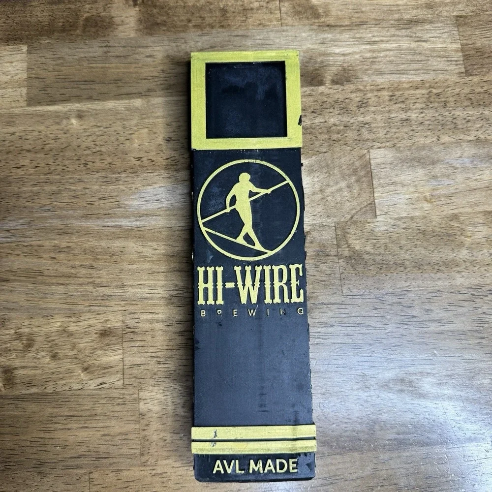 Hi-Wire Brewing Tap Handle AVL Made Draft Beer Bar Black Yellow Tall